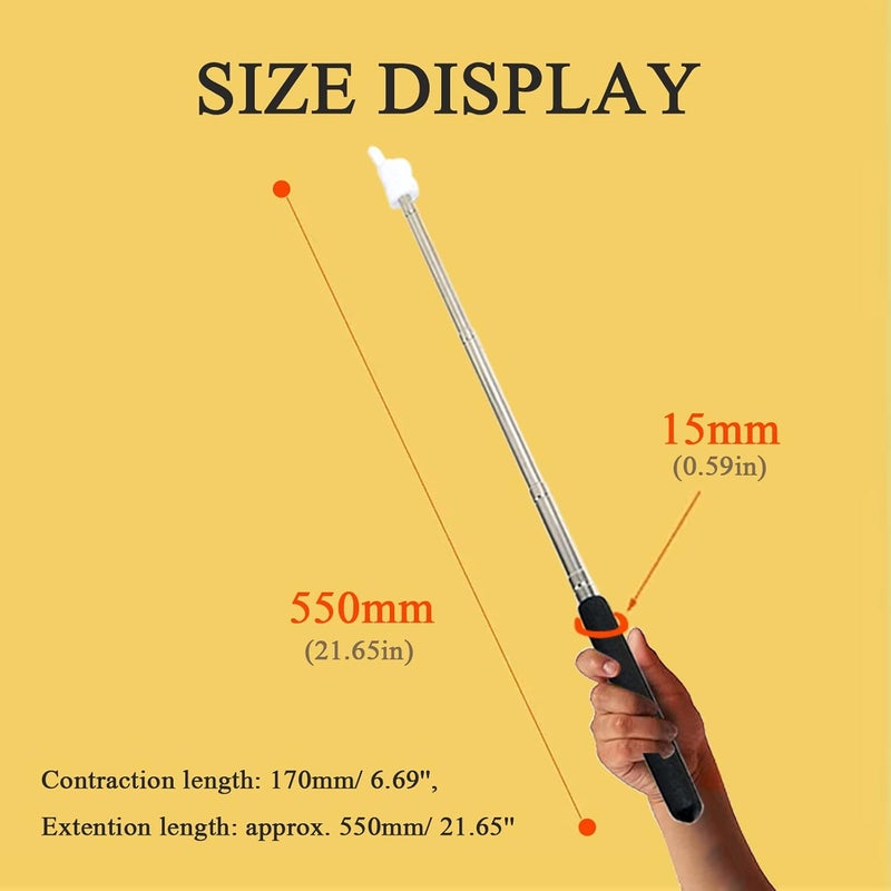 DAITET Fingers Telescopic Teachers Pointer,Teaching Pointer Stick for Classroom,Metal Hand Retractable Pointer Extended Length 21.65Inch,Handheld Presenter Whiteboard Pointer (Black) - Image 5