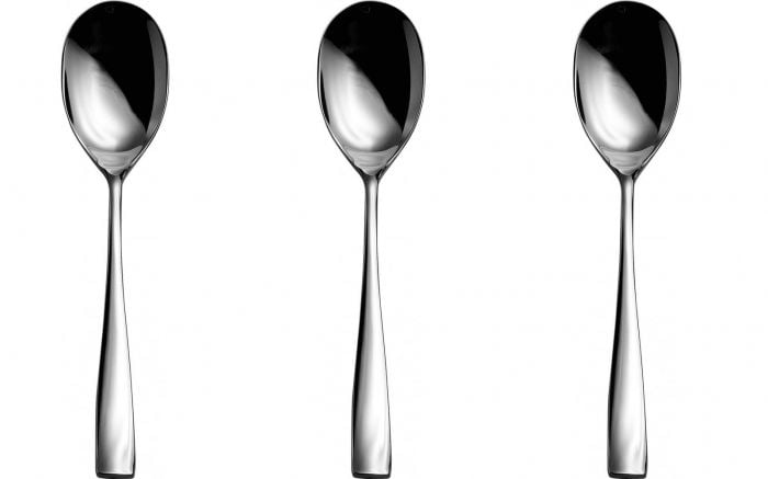 سولا طقم ملاعق طعام هولندي 3 قطع، استيل عالي الجودة، تجويف أملس مريح - فضي