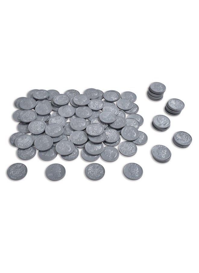 Learning Advantage - Play Quarters - Set Of 100 Plastic Coins - Designed And Sized Like Real Us Currency - Teach Money Math With This Pretend Play Resource - Image 1