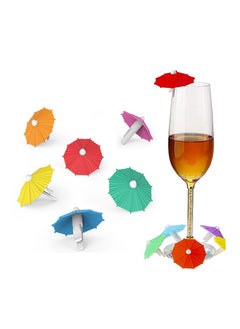 Y&D Umbrella Drink Markers, Silicone Glass Markers Tags Set of 6 with Cup Clip Label for Party Wedding Beach Brithday Kids Family  - Image 2