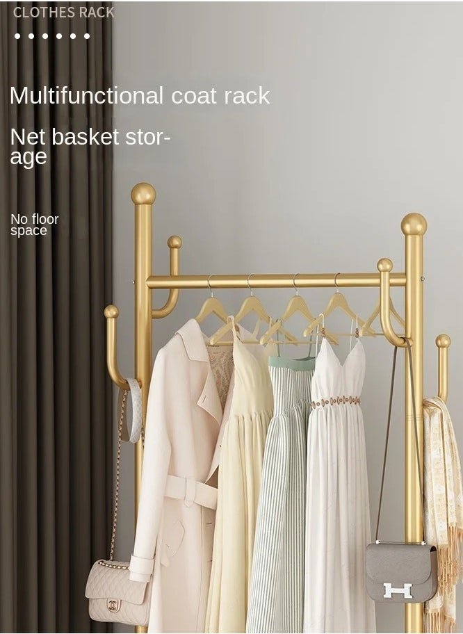 Generic - Storage shelf Stand with Clothes Rail and Rolling Coat Rack With Storage Shelf, Hanging Clothes Stand With Hooks For Hats, Drying Rack, Household Space Saving Storage Organizer For Bedroom,. (GOLD) - Image 1
