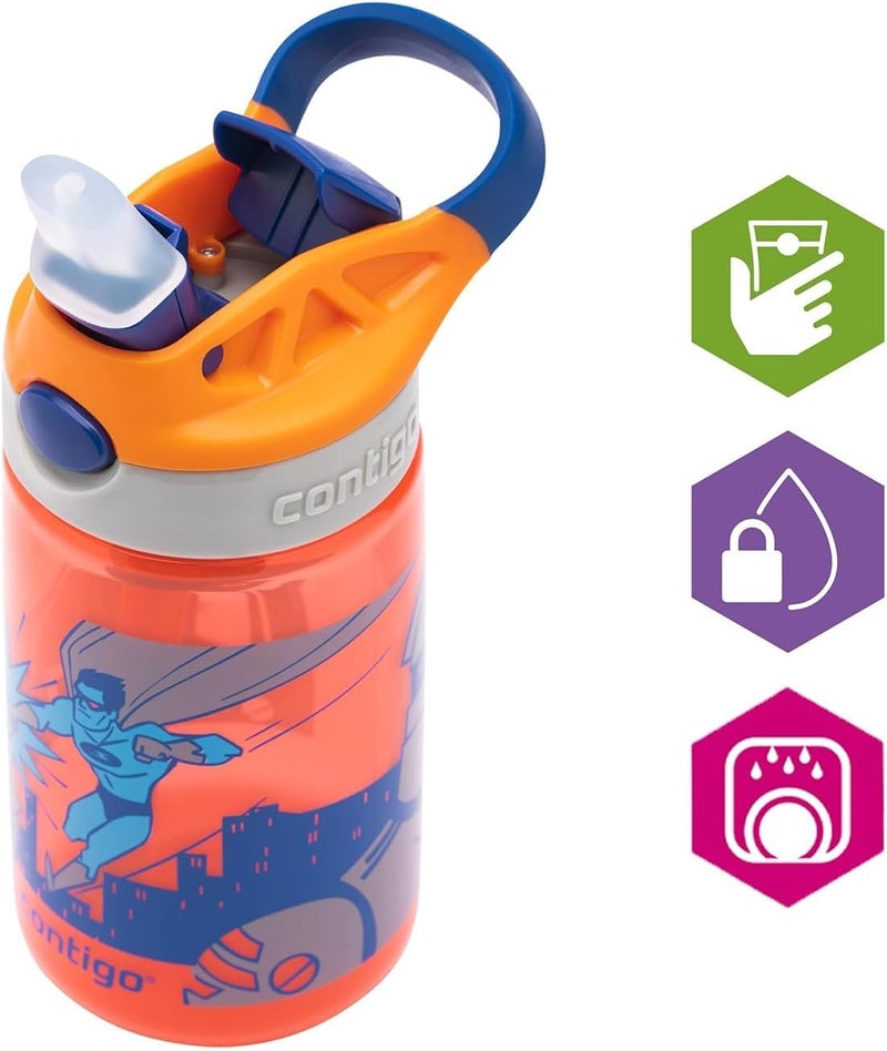 Gizmo Flip Autoseal Kids Water Bottle with Flip Straw, 420 ml, Yellow Nautical Blue with Space - Image 1