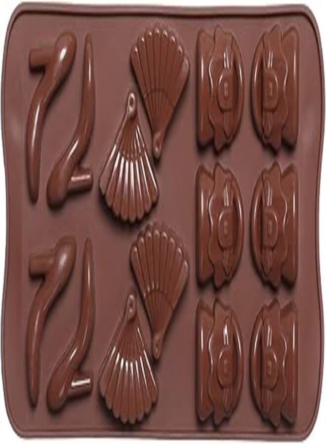Chocolate Mold, Fan And Shoes Shapes - Brown