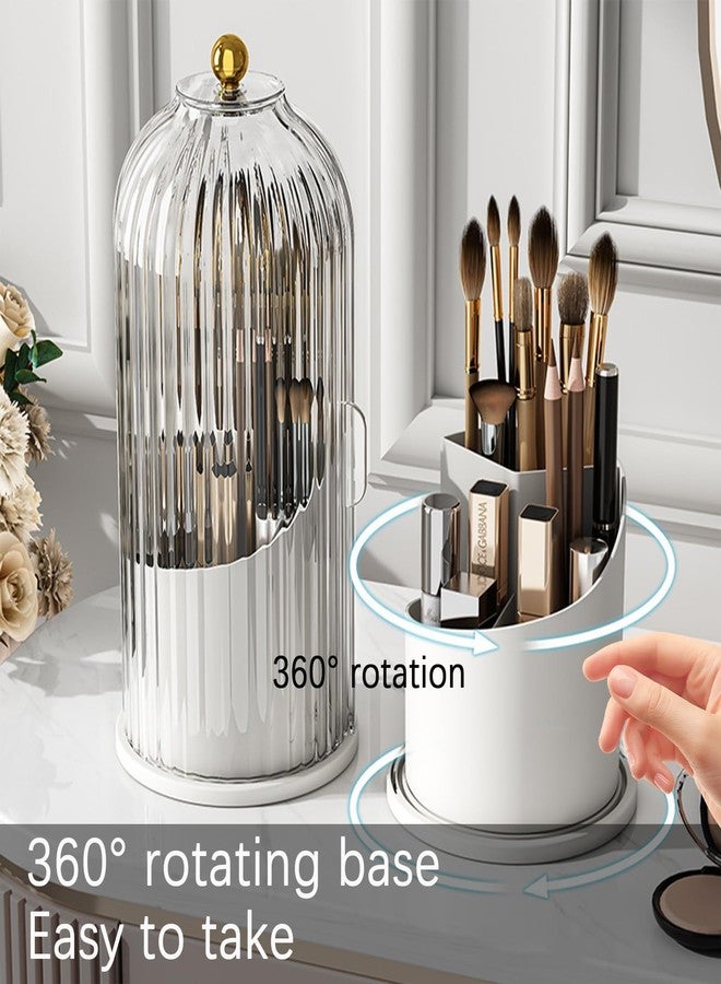 Wekity Toothbrush Holder with Sliding Lid, 360° Rotating Makeup Brush Storage Rack - Waterproof and Dustproof, Toothbrush Toothpaste Holder Beauty Brush Bathroom Counter Holder Sink Organizer (Green) - Image 5