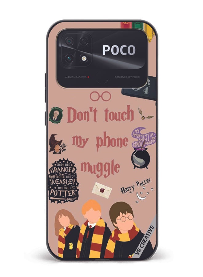 VR CREATIVE Protective Case Cover For Xiaomi Poco C40 Don't Touch My Phone Muggle Design Multicolour - Image 1