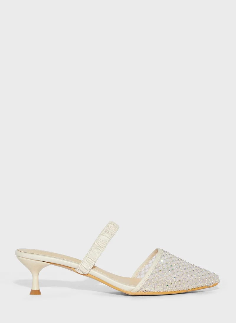 ELLA Diamante Net Pointed Elastic Strap Pump