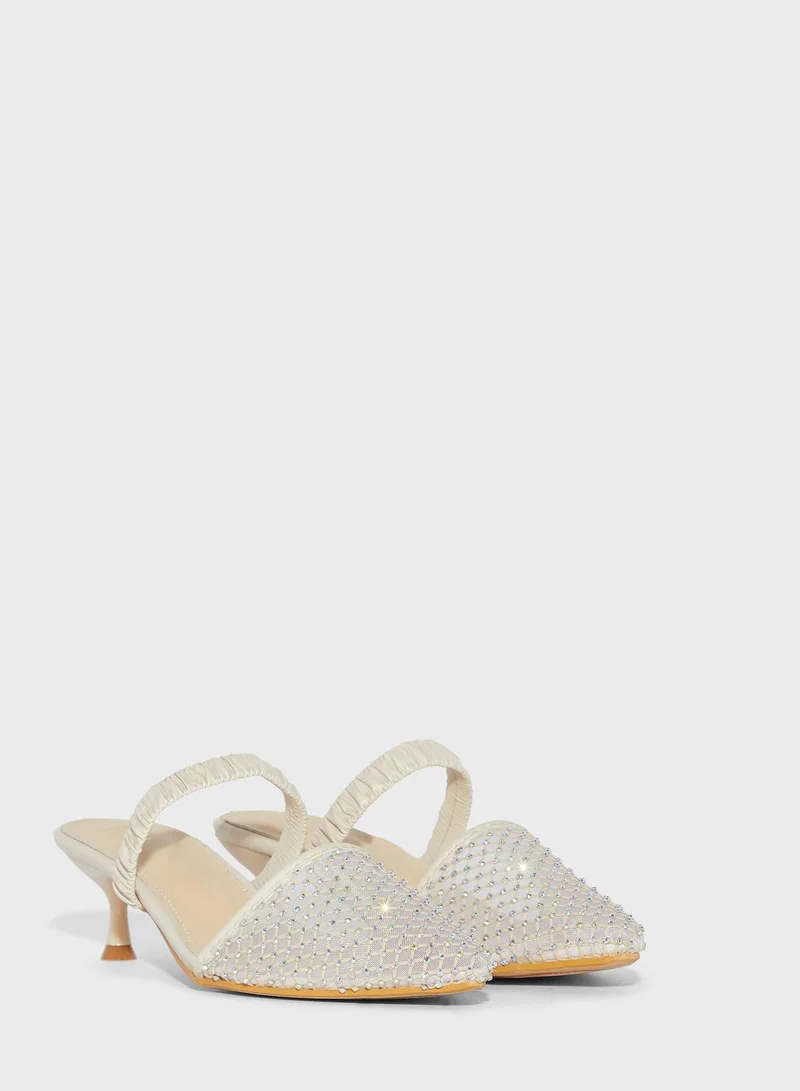 ELLA Diamante Net Pointed Elastic Strap Pump