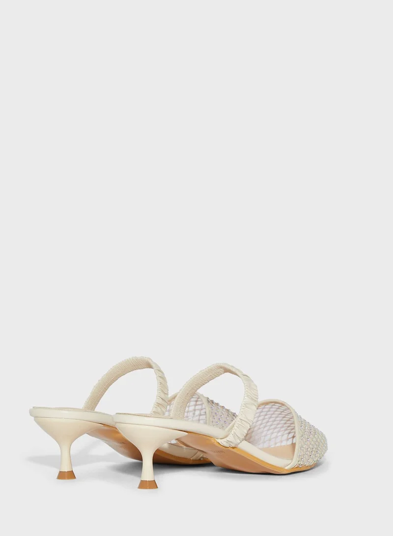 ELLA Diamante Net Pointed Elastic Strap Pump