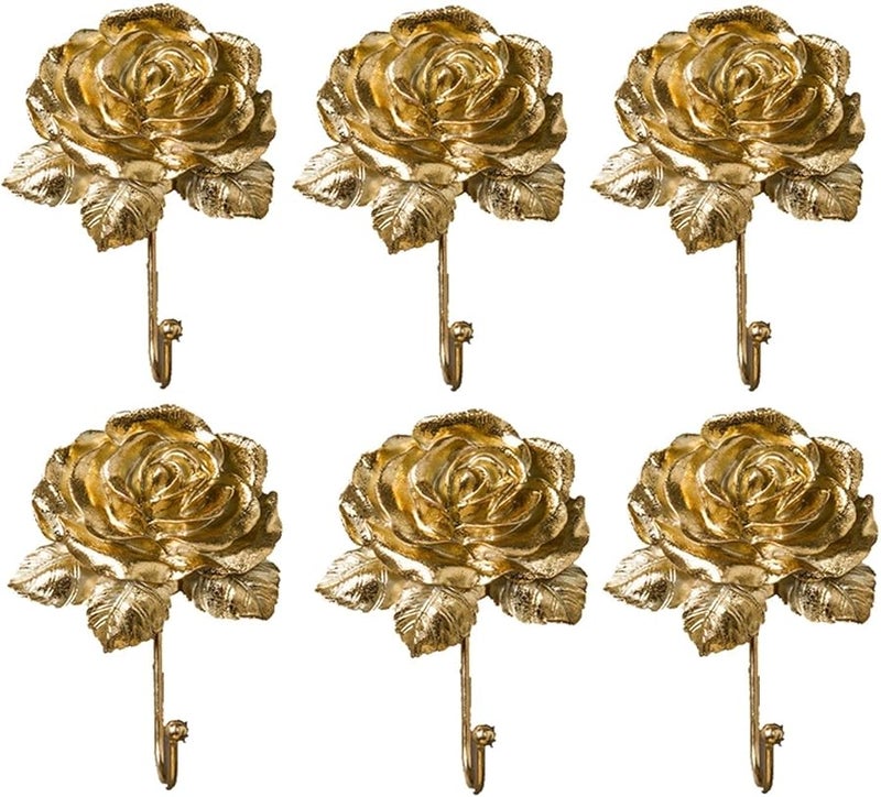 Elegant Flower Shape Wall Hooks 6 Pack For Coat Scarf Bag Towel Key Cap Cup Hat Color A - Image 1