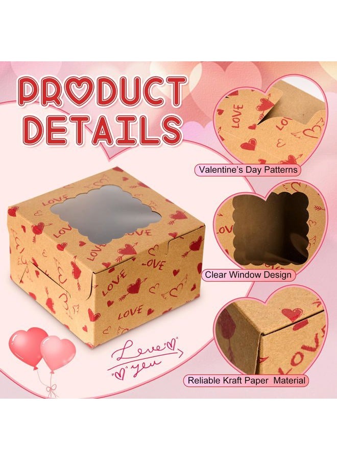 LemonRoad 48 Pcs Valentine's Day Cookie Boxes with Window Heart Love Paper Treat Boxes for Cookies Candy Bakery Small Cupcake Wrapping in Wedding Party Wedding Anniversary Party Supplies - Image 4