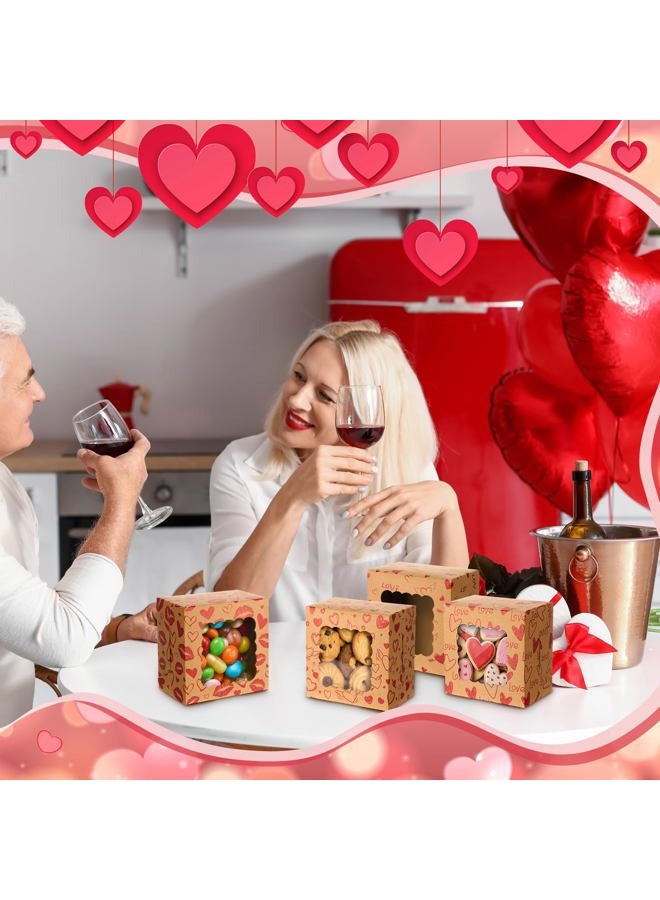 LemonRoad 48 Pcs Valentine's Day Cookie Boxes with Window Heart Love Paper Treat Boxes for Cookies Candy Bakery Small Cupcake Wrapping in Wedding Party Wedding Anniversary Party Supplies - Image 2