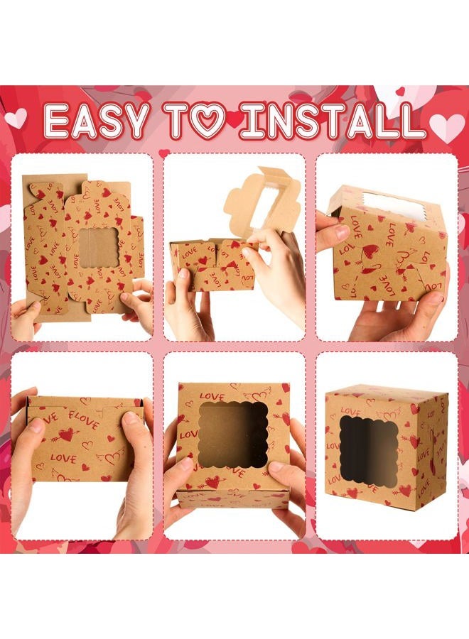 LemonRoad 48 Pcs Valentine's Day Cookie Boxes with Window Heart Love Paper Treat Boxes for Cookies Candy Bakery Small Cupcake Wrapping in Wedding Party Wedding Anniversary Party Supplies - Image 5