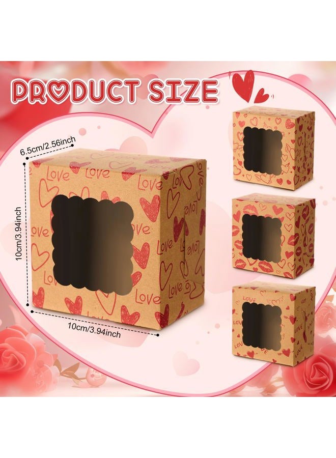 LemonRoad 48 Pcs Valentine's Day Cookie Boxes with Window Heart Love Paper Treat Boxes for Cookies Candy Bakery Small Cupcake Wrapping in Wedding Party Wedding Anniversary Party Supplies - Image 3