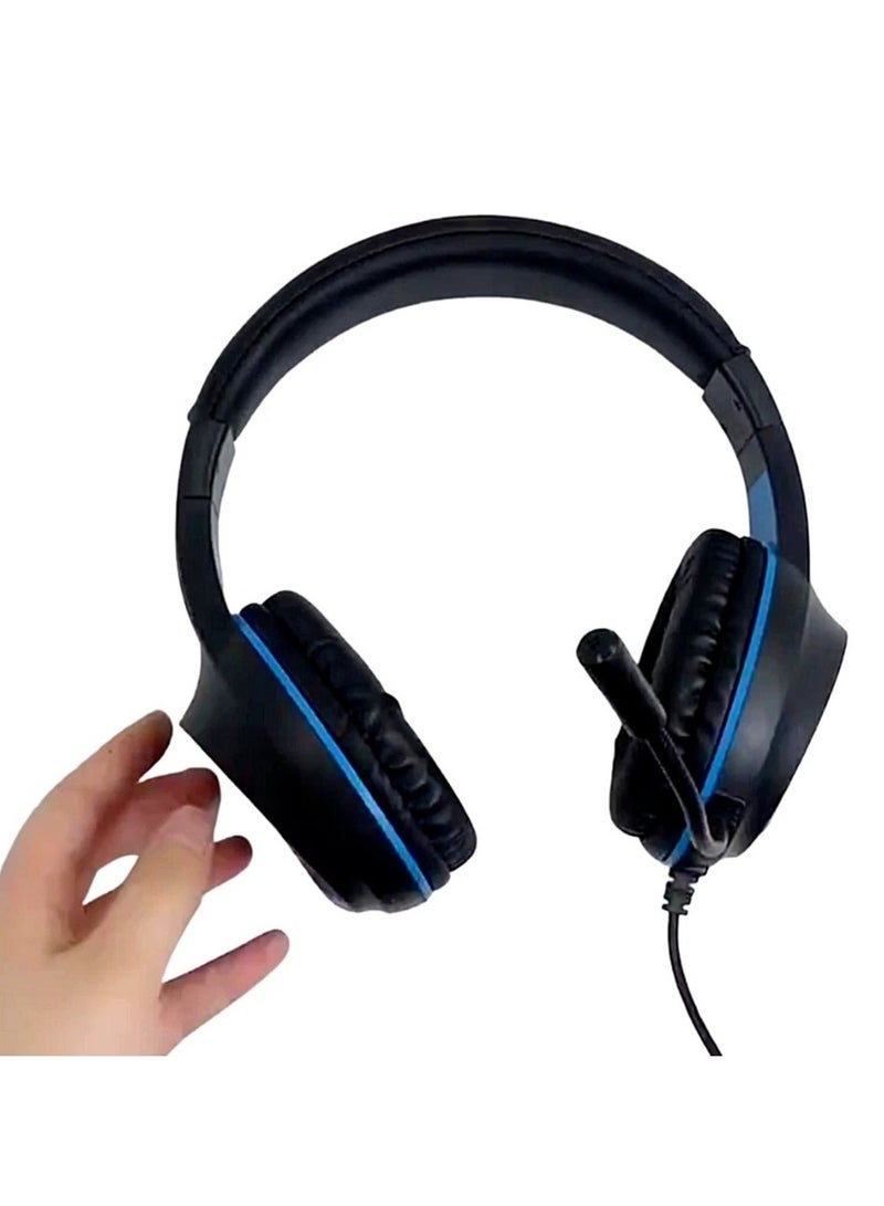 Professional Gaming Headset for PS4 & PS5 – High-Quality Stereo Surround Sound with Flexible Microphone, Volume Control, Comfortable Ear Cushions for Long Sessions, and Stylish Design with Stunning Blue Lighting - Image 3