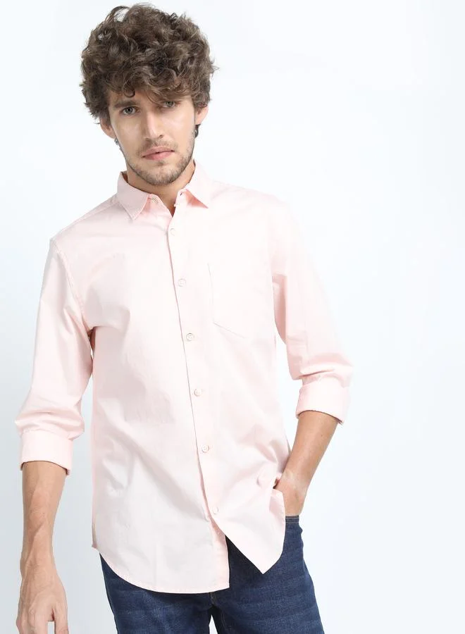 HIGHLANDER Solid Chest Pocket Detail Shirt with Long Sleeves