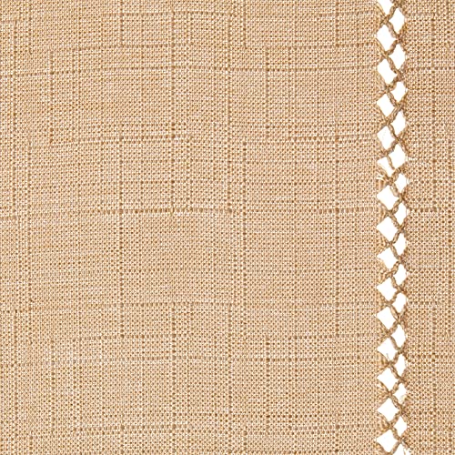 فايولت لينين HEN HEM Stitch Assoridered Vintage Design Tableroth Oatmeal 60 "by 84" "مستطيل/مستطيل - Image 4