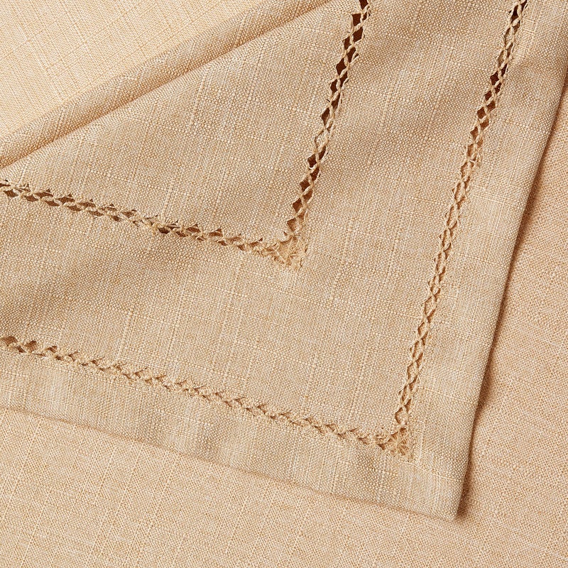 فايولت لينين HEN HEM Stitch Assoridered Vintage Design Tableroth Oatmeal 60 "by 84" "مستطيل/مستطيل - Image 2