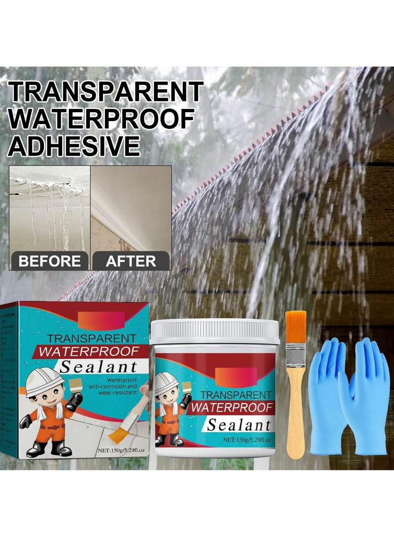 CMGTYYD Transparent Repairing Leak Waterproof Adhesive, Invisible Waterproof Agent, 150g Super Strong Invisible Waterproof Anti-Leakage Agent, Waterproof Insulating Sealant for Home Bathroom Roof - Image 2
