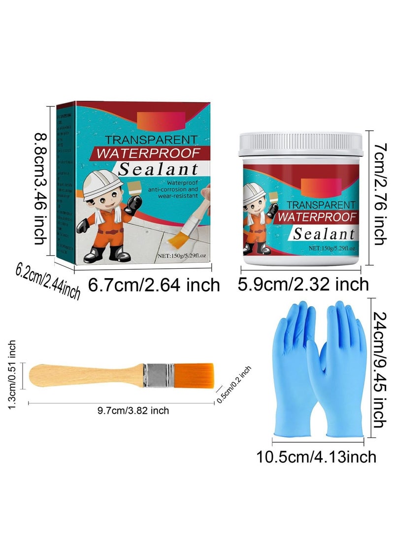 CMGTYYD Transparent Repairing Leak Waterproof Adhesive, Invisible Waterproof Agent, 150g Super Strong Invisible Waterproof Anti-Leakage Agent, Waterproof Insulating Sealant for Home Bathroom Roof - Image 3