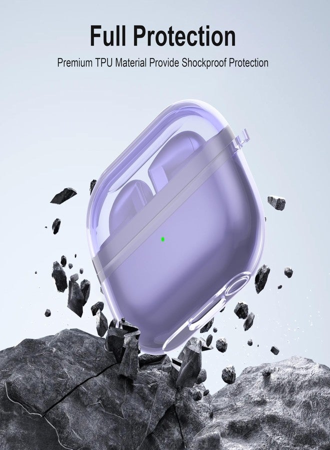 Valkit Compatible Galaxy Buds 3 & 3 Pro Case with Cleaner Kit, Soft TPU Protective Fits Samsung Buds 3 Case Shockproof Cover for Samsung Galaxy Buds Pro 3 Cases with Portable Keychain (Clear Purple) - Image 3