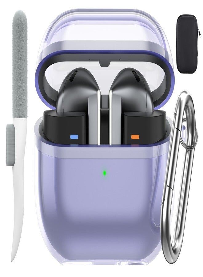 Valkit Compatible Galaxy Buds 3 & 3 Pro Case with Cleaner Kit, Soft TPU Protective Fits Samsung Buds 3 Case Shockproof Cover for Samsung Galaxy Buds Pro 3 Cases with Portable Keychain (Clear Purple) - Image 1