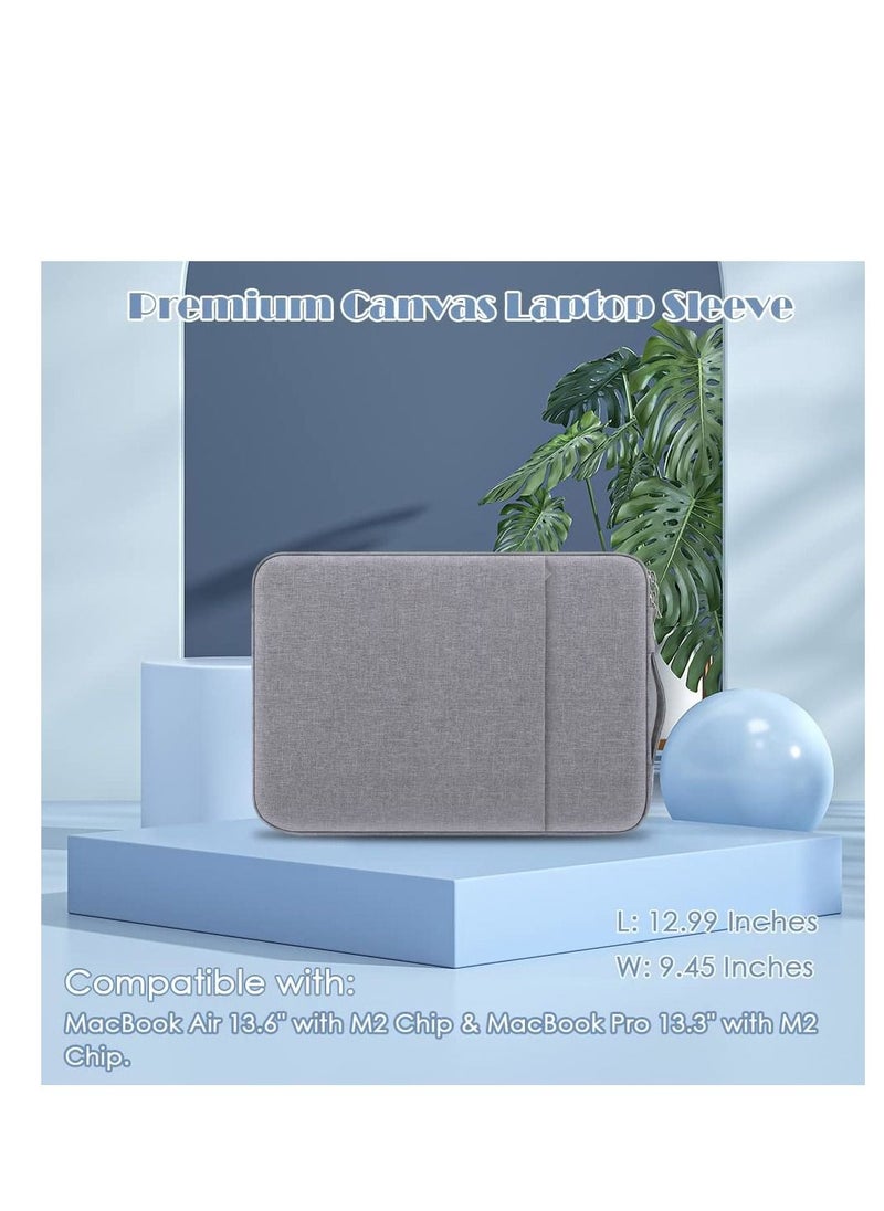 Generic - 13 Inch Laptop Sleeve Case for 2022 Newest MacBook Air 13.6" with M2 Chip (Model:A2681) & MacBook Pro 13.3" with M2 Chip Portable Canvas Laptop Bag with Handle Protective Accessories (Grey) - Image 1