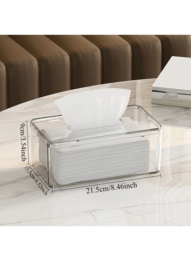 صندوق المناديل الزجاجي الشفاف الحديث بإطار أسود - تشغيل بنقرة واحدة صحية - تصميم سهل التنظيف - Image 2