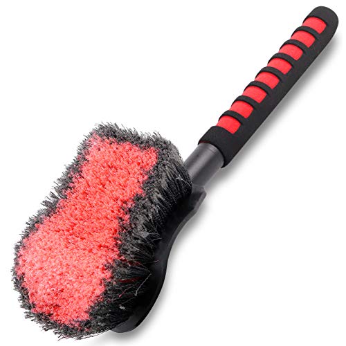 TAKAVU 17.5" Long Handle Soft Bristle Wheel Tire Body Brush - Gentle Car Wash Brush for Safe Tire Sidewall & Wheel Cleaning - Scratch-Free Automotive Tool - Image 1