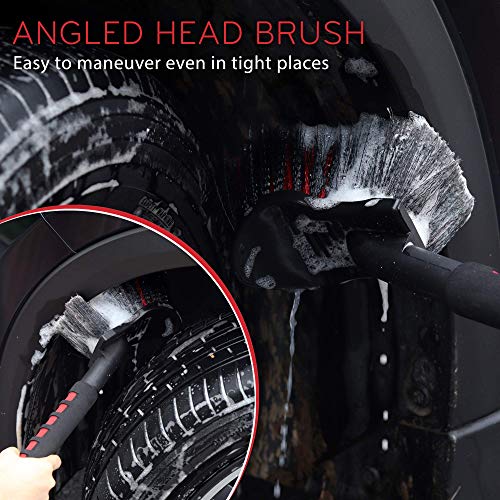 TAKAVU 17.5" Long Handle Soft Bristle Wheel Tire Body Brush - Gentle Car Wash Brush for Safe Tire Sidewall & Wheel Cleaning - Scratch-Free Automotive Tool - Image 5