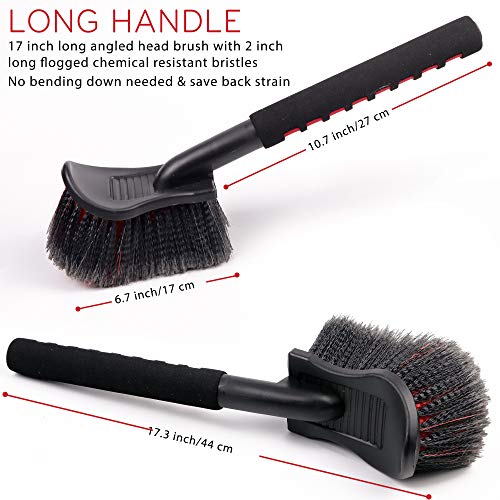 TAKAVU 17.5" Long Handle Soft Bristle Wheel Tire Body Brush - Gentle Car Wash Brush for Safe Tire Sidewall & Wheel Cleaning - Scratch-Free Automotive Tool - Image 3
