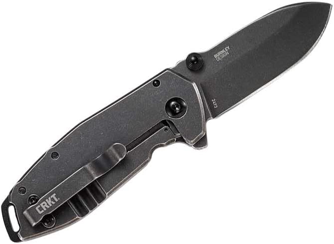 CRKT Squid Black Everyday Carry Assisted Folding Knife with Frame Lock: Stainless Steel Plain Edge Blade, Stainless Steel Handle, Pocket Clip, 2493 - Image 3