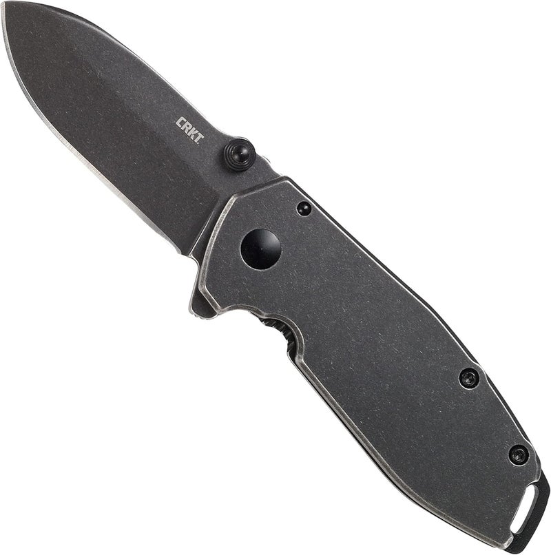 CRKT Squid Black Everyday Carry Assisted Folding Knife with Frame Lock: Stainless Steel Plain Edge Blade, Stainless Steel Handle, Pocket Clip, 2493 - Image 1