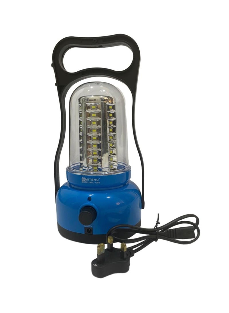 ميتشو فانوس طوارئ محمول | فانوس LED مضيء قابل لإعادة الشحن حتى ٥٠٠ مرة | قابل لإعادة الشحن مع ٦٠ مصباح LED فائق السطوع | إضاءة متواصلة لمدة ٨ ساعات | خاصية تعتيم الإضاءة وميزات السلامة باللون الأزرق - Image 2