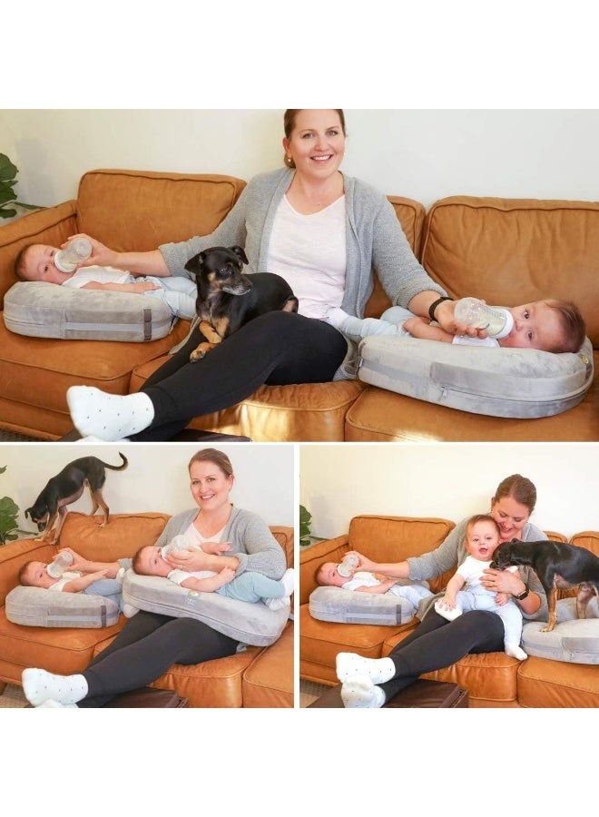 TwinGo Nurse & Lounge Pillow (Grey) - Breastfeeding Pillow for Twins or Two Lounge Pillows - Image 3