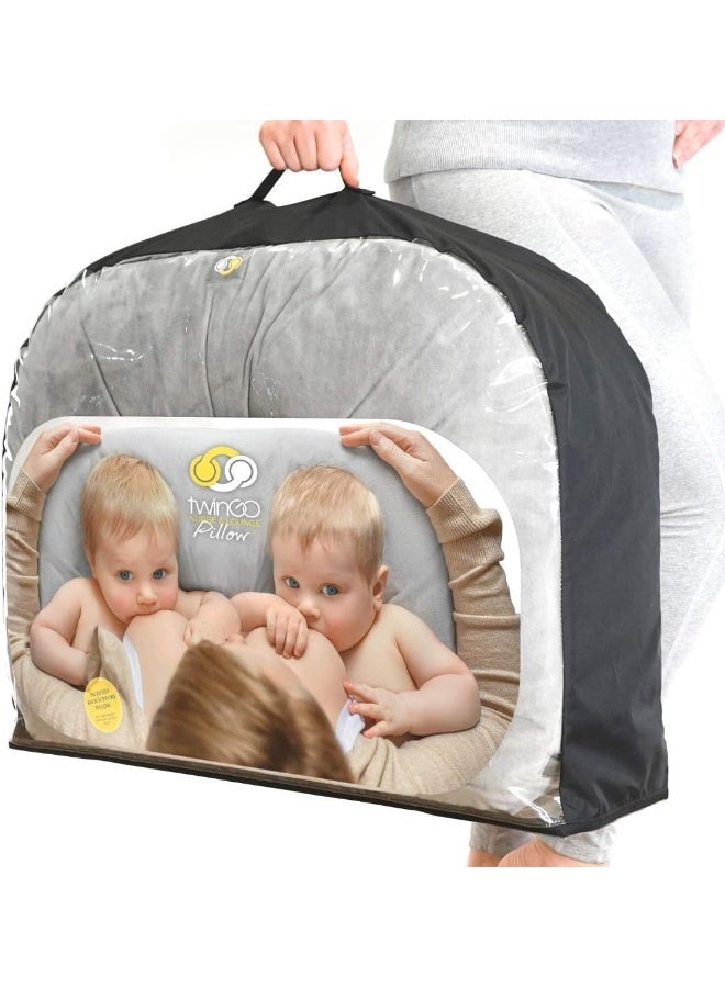 TwinGo Nurse & Lounge Pillow (Grey) - Breastfeeding Pillow for Twins or Two Lounge Pillows - Image 4