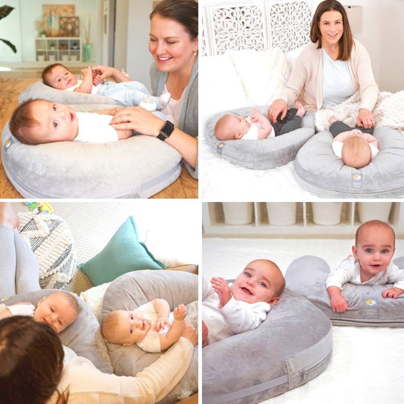 TwinGo Nurse & Lounge Pillow (Grey) - Breastfeeding Pillow for Twins or Two Lounge Pillows - Image 5