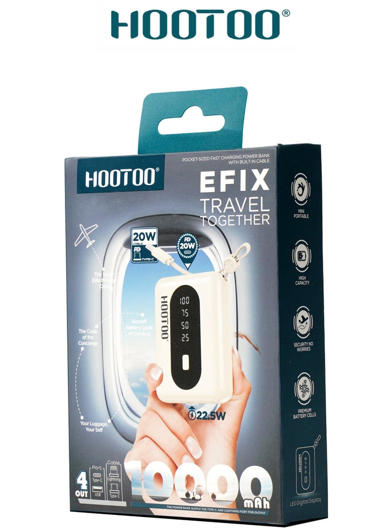 هوتو شاحن متنقل صغير جدا بسعة 10000 مللي أمبير. باور بانك قوي بمؤشر  لعرض نسبة الشحن. باور بنك  يمنفذين (تايب سي & يو اس بي). بطاريه متنقله باسلاك شحن (شاحن لايتنينق & شاحن تايب سي) مدمجة. بور بانك امن يسمح بحمله في الطائرات. بور بنك مزود باعلا انظمة الحماية. بطاريه متوافقة مع شواحن ايفون وسامسونج وغيرها من الهواتف. - Image 4