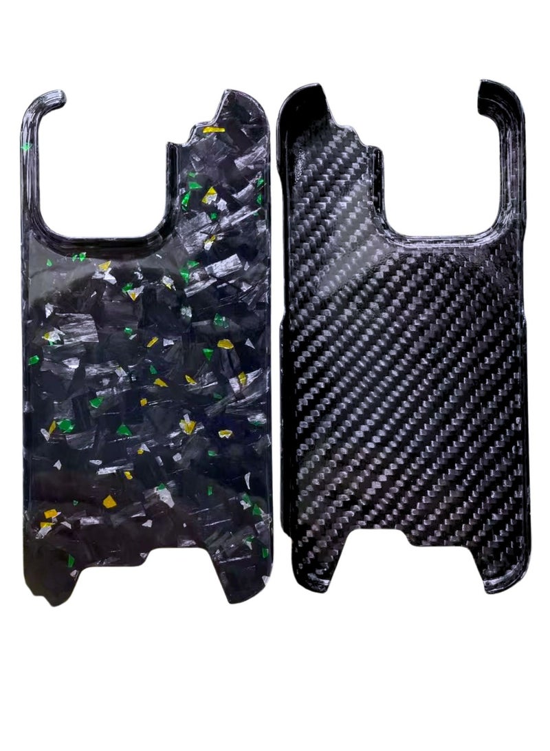 سولاري غطاء حماية من ألياف الكربون الأراميد الحقيقية لهاتف iPhone 15 Pro (أخضر ذهبي) - Image 1