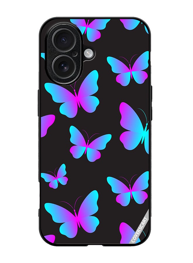 COVERSCART Protective Case Cover For Apple iPhone 17 Neon Butterflies Seamless Pattern Design Multicolour