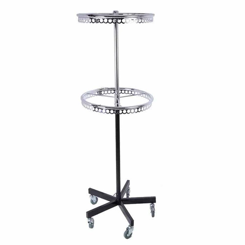 LOCOMOTO LOCOMOTO Double Circle Height adjustable Rotatable Garment Clothing Hanger Stand for store Cloth Stand Home and Display Uses Stainless Steel Double Circle 