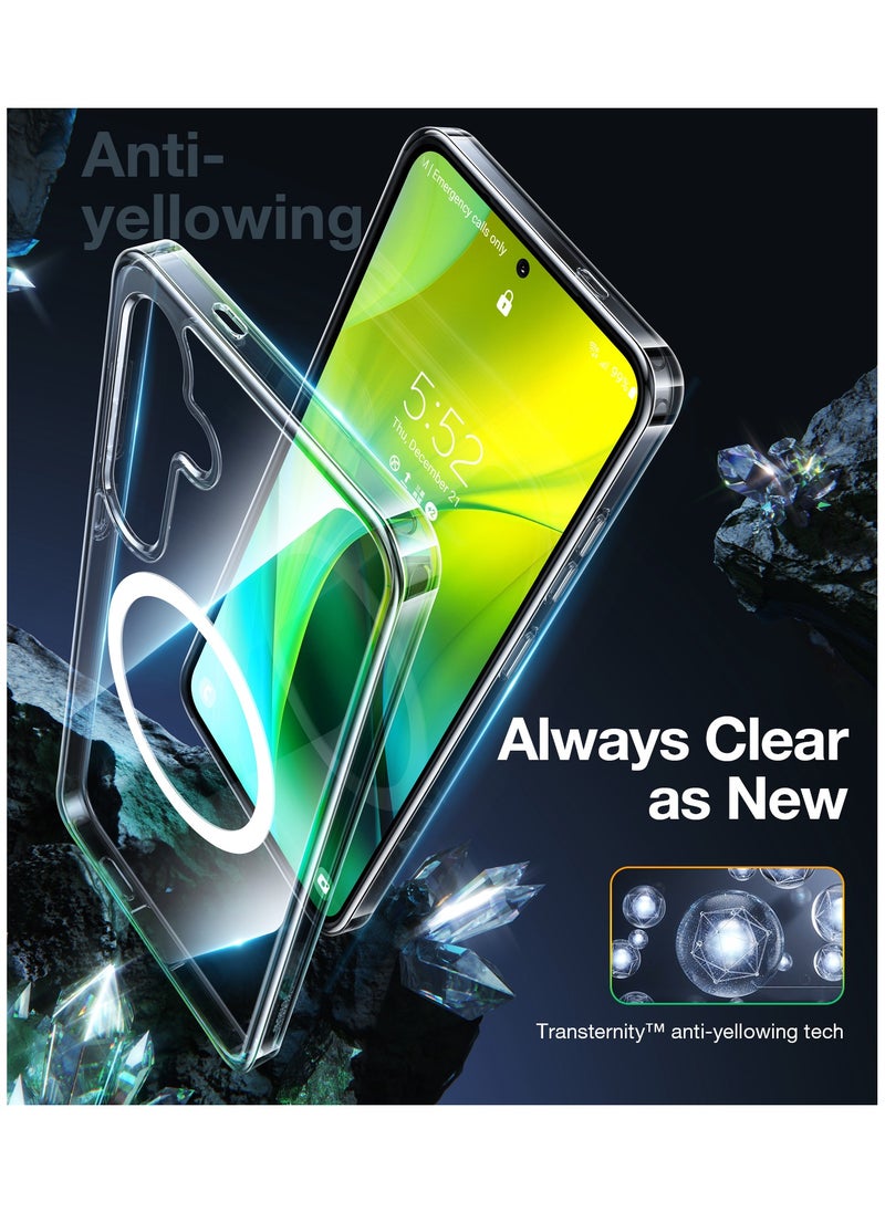 Magnetic Crystal Clear for Samsung Galaxy S24 Plus Case, Snap to MagSafe, Drop Tested, Non-Yellowing Slim Fit Protective for 2024 Samsung Galaxy S24 Plus Phone Case, Clear