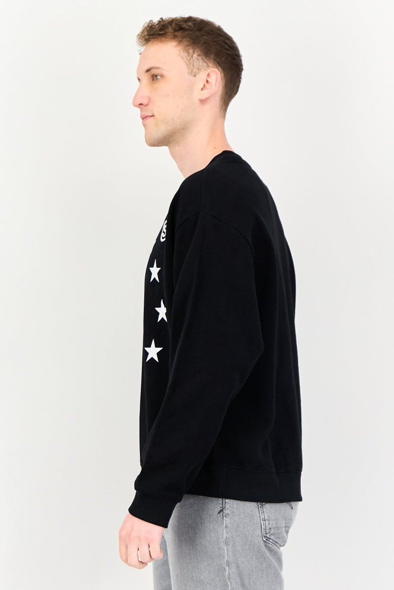 Selected X Etudes Men Crew Neck Embroidered Logo Long Sleeve Sweaters, Black - Image 2