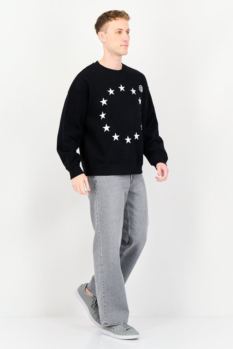 Selected X Etudes Men Crew Neck Embroidered Logo Long Sleeve Sweaters, Black - Image 4