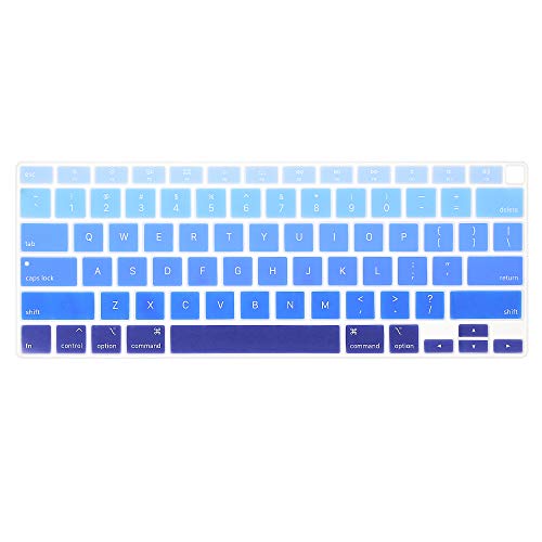ProElife Ultra Thin Silicone Keyboard Cover Skin for MacBook Air 13 Inch 2021 2020 with Touch ID (MODLE A2179 and A2337 Apple M1 Chip, US Layout) Keyboard Accessories Protector (Ombre Blue) - Image 1