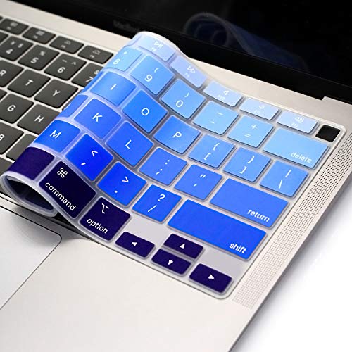 ProElife Ultra Thin Silicone Keyboard Cover Skin for MacBook Air 13 Inch 2021 2020 with Touch ID (MODLE A2179 and A2337 Apple M1 Chip, US Layout) Keyboard Accessories Protector (Ombre Blue) - Image 3