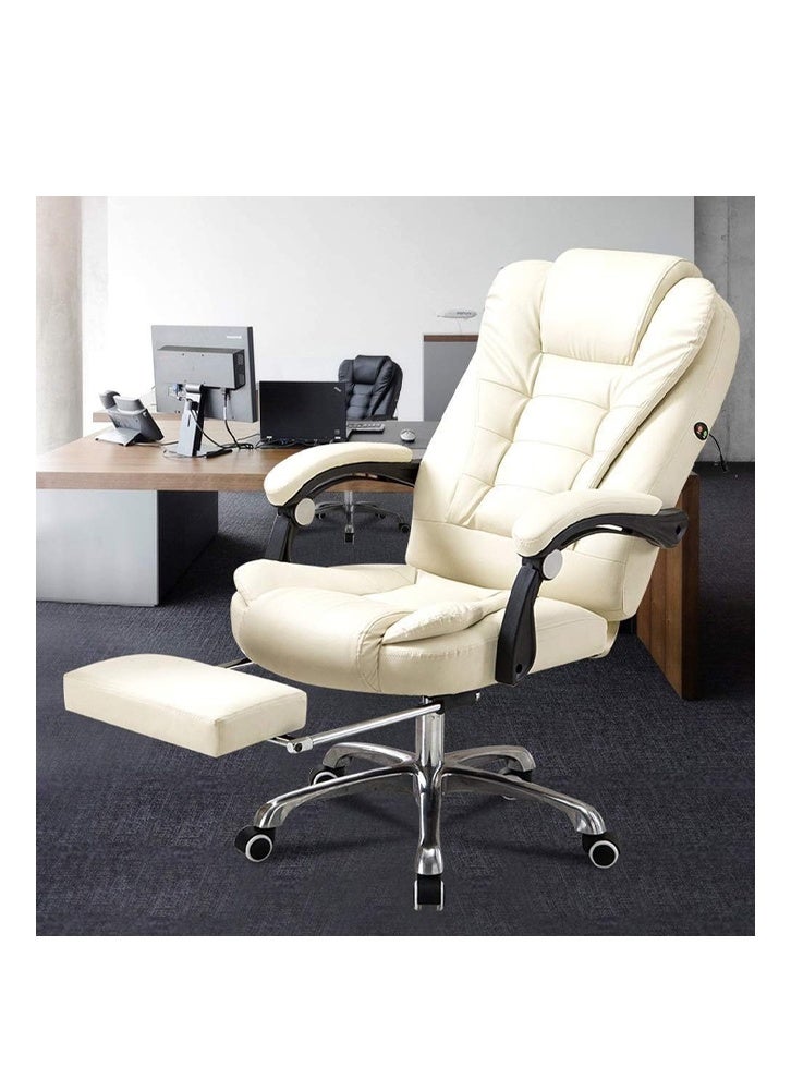 KLNAMAEAAN Computer Chair for Office and Home Room Lifting Factory Direct Cross-border High Back Lunch Chair Leather White - Image 4