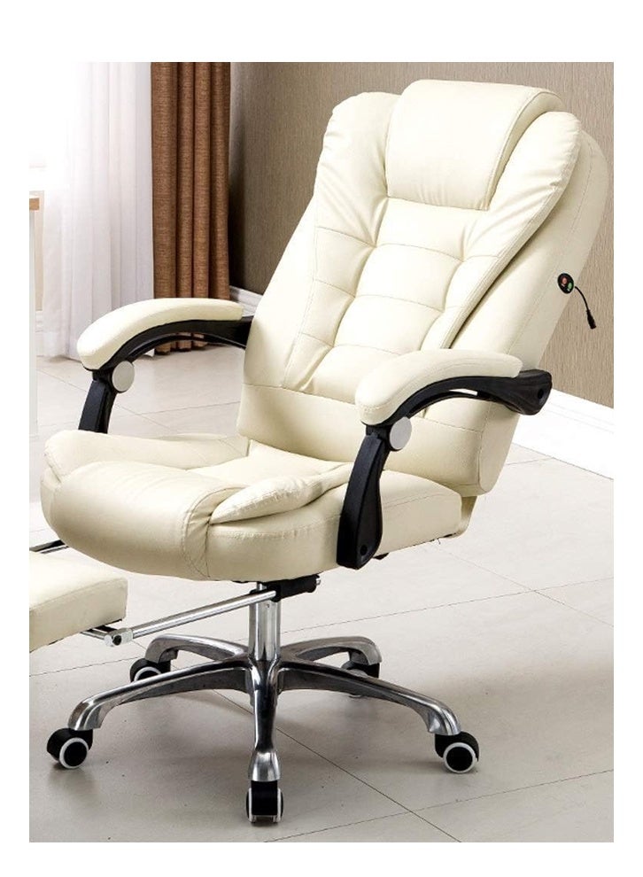 KLNAMAEAAN Computer Chair for Office and Home Room Lifting Factory Direct Cross-border High Back Lunch Chair Leather White - Image 1