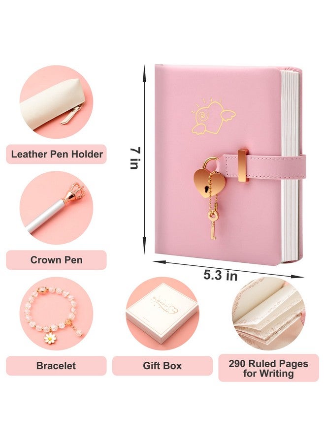 CAGIE Diary with Lock for Girls - Birthday Gifts for Girls Ages 8 9 10 11 12 Year Old - Arts and Crafts for kids - Journal Kit Includes: Pencil Case, Bracelet, Pen, Leather Journal for Teen Girls & Kids  - Image 2