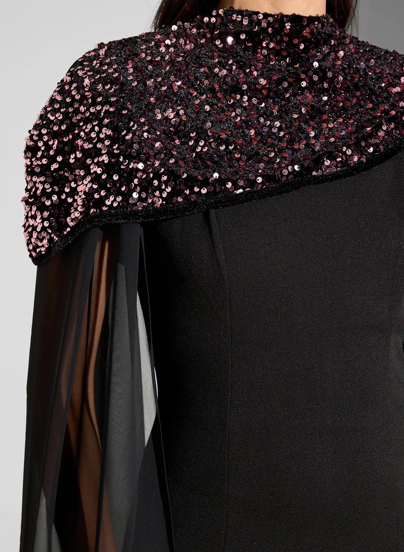 Namshi x Sequin Cape Gown