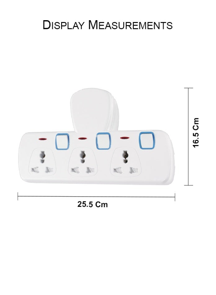 MODI 3 In1 Wall Plug Adapter Extension – 3 Outlet Sockets with Individual Switches Power Strip, Multi Plug Socket  with Surge Protection for Home, Office & Travel - Image 3